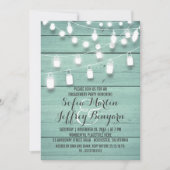 Rustic String Lights Blauwgroen verlovingsfeest Kaart (Voorkant)