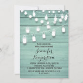 Rustic String Lights Blauwgroen Vrijgezellenfeest Kaart (Voorkant)