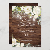 Rustic String Lights Bloemen bruiloft Save the dat Kaart (Voorkant / Achterkant)