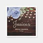 Rustic String Lights Blue Floral Vrijgezellenfeest Servet (Voorkant)