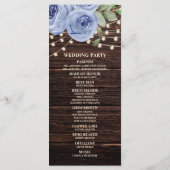 Rustic String Lights Blue Floral Wedding Programme Programmakaart (Achterkant)