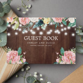 Rustic String Lights Blush Pink Floral Wedding Gastenboek