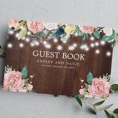 Rustic String Lights Blush Pink Floral Wedding Gastenboek