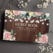 Rustic String Lights Blush Pink Floral Wedding Gastenboek