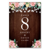 Rustic String Lights Blush Pink Floral Wedding Kaart (Voorkant)