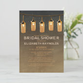 Rustic String Lights Bridal Shower Invitations Kaart (Staand voorkant)