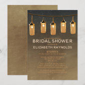 Rustic String Lights Bridal Shower Invitations Kaart (Voorkant / Achterkant)