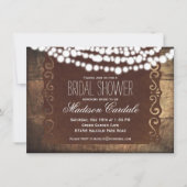 Rustic String Lights Bridal Shower Invitations Kaart (Voorkant)