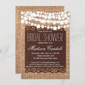 Rustic String Lights Bridal Shower Invitations Kaart (Voorkant / Achterkant)