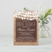 Rustic String Lights Bridal Shower Invitations Kaart (Staand voorkant)