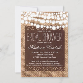 Rustic String Lights Bridal Shower Invitations Kaart