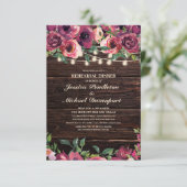 Rustic String Lights Burgundy Floral Rehearsal Kaart (Staand voorkant)