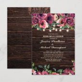 Rustic String Lights Burgundy Floral Rehearsal Kaart (Voorkant / Achterkant)