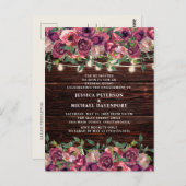 Rustic String Lights Burgundy Floral Verloving Briefkaart (Voorkant / Achterkant)