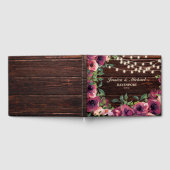 Rustic String Lights Burgundy Floral Wedding Gastenboek (Volledig)