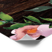 Rustic String Lights Burgundy Floral Wedding Sign Poster (Hoek)