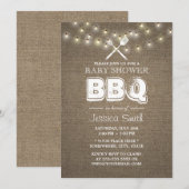 Rustic String Lights Burlap BBQ Baby shower Kaart (Voorkant / Achterkant)