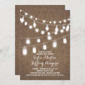 Rustic String Lights Burlap Engagement Party Kaart (Voorkant / Achterkant)