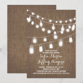 Rustic String Lights Burlap repetitie diner Kaart (Voorkant / Achterkant)