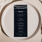 Rustic String Lights Calligraphy Dinner Menu