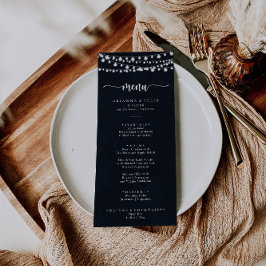 Rustic String Lights Calligraphy Dinner Menu