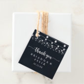 Rustic String Lights Calligraphy Wedding Bedankjes Labels (In situ)