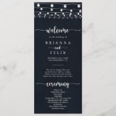 Rustic String Lights Calligraphy Wedding Programme Programmakaart (Voorkant)