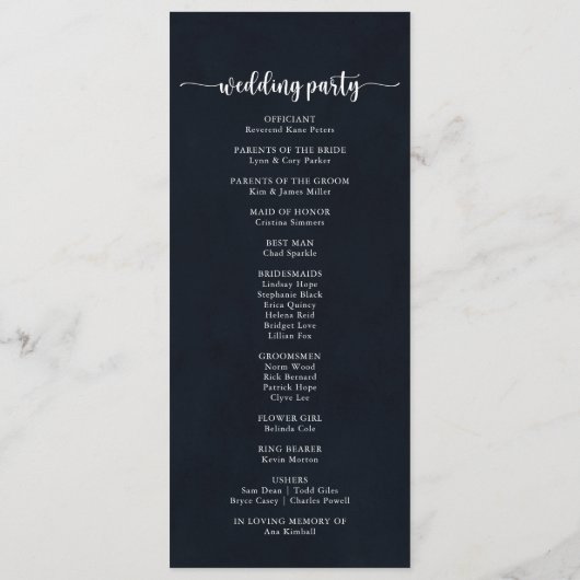Rustic String Lights Calligraphy Wedding Programme Programmakaart (Achterkant)