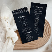 Rustic String Lights Calligraphy Wedding Programme Programmakaart
