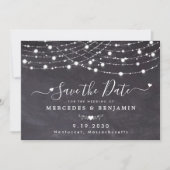 Rustic String Lights Chalkboard Slate Wedding Save The Date (Voorkant)