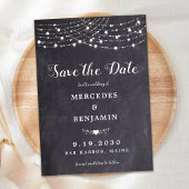 Rustic String Lights Chalkboard Slate Wedding Save The Date