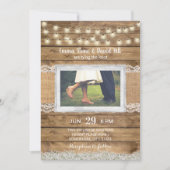 Rustic String Lights Country Weddenfoto Kaart (Voorkant)