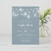 Rustic String Lights Couples Shower Uitnodiging (Staand voorkant)