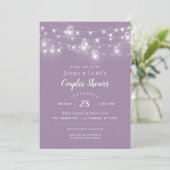 Rustic String Lights Couples Shower Uitnodiging (Staand voorkant)