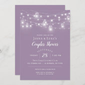 Rustic String Lights Couples Shower Uitnodiging (Voorkant / Achterkant)