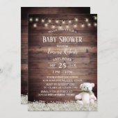 Rustic String Lights Cute Beer Baby shower Kaart (Voorkant / Achterkant)