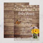 Rustic String Lights Daisy Bloempot Baby shower Kaart (Voorkant / Achterkant)