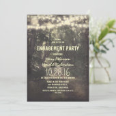 Rustic String Lights Engagement Party Kaart (Staand voorkant)