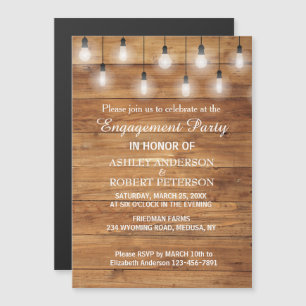Rustic String Lights Engagement Party Magnetische Uitnodiging