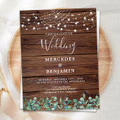 Rustic String Lights Eucalyptus County Wedding Briefkaart