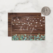 Rustic String Lights Eucalyptus Weddenschap Hartel Notitiekaartje (Voorkant / Achterkant in situ)