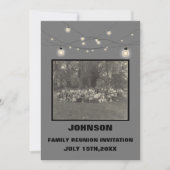 Rustic String Lights & Family Photo Reunion nodigt Kaart (Voorkant)