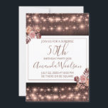 Rustic String Lights Floral 50th Birthday Kaart<br><div class="desc">Roze snaarlichten en roze sangria en merlot floralen modern script 50th verjaardagsverrassing party uitnodiging om je partij aan te passen. Voeg je locatiegegevens toe aan de achterkant van de kaart. De moderne scrip-typografie wordt gepresenteerd in een mooie,  delicate roze sangria als aanvulling op de reeks lichten.</div>