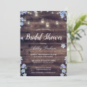 Rustic String Lights Floral Barnwood Vrijgezellenf Kaart (Staand voorkant)