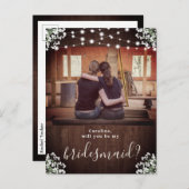 Rustic String Lights Floral Bridesmaid-voorstel Briefkaart (Voorkant / Achterkant)
