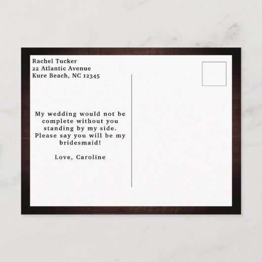 Rustic String Lights Floral Bridesmaid-voorstel Briefkaart (Achterkant)