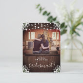 Rustic String Lights Floral Bridesmaid-voorstel Briefkaart (Staand voorkant)