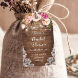 Rustic String Lights Floral Lace Vrijgezellenfeest Cadeaulabel<br><div class="desc">Pas dit "Rustic Vrijgezellenfeest van de Lichten van het Koord Ventilator van het Koord de Ventilator van het Koord aan Dank u Label van het Gift"om een speciale aanraking toe te voegen. Het is een perfecte aanvulling om uw kleuren en stijlen aan te passen. (1) Voor verdere aanpassing, gelieve de...</div>