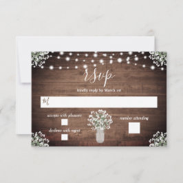 Rustic String Lights Floral Mason Jar Babys Breath RSVP Kaartje