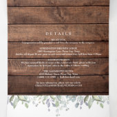 Rustic String Lights Floral Monogram Foto Weddensc Drieluik Uitnodiging (Binnenkant midden)